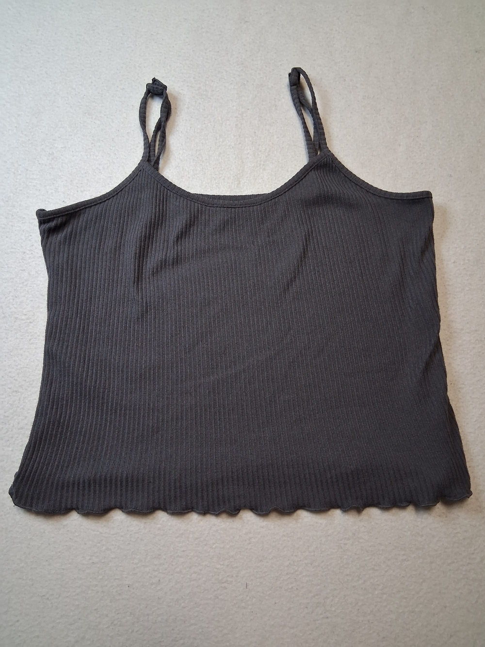 4/20$ Rose+vine Classic Black Ribbed Spaghetti-Strap Camisole